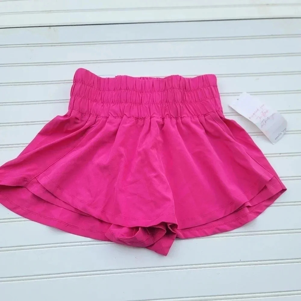 NWT Vanilla Star Skort Ladies Hot Pink Smocked Short High Waist Breathable XS